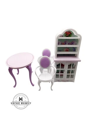 Vintage Mattel Barbie Kitchen Dining Room China Cabinet Dining Table 1996 - Image 1 of 4