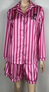 Barbie Striped Satin Pyjama Set - Size 10-12 - Picture 1 of 9