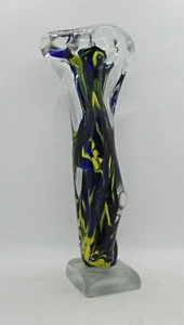 Blue & Yellow Encased Glass Sculpture - Bloom at Top - Picture 1 of 7
