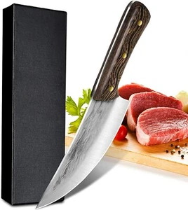 Forged Butcher Knife Cleaver Knife Full Tang Kitchen Knife Camping Chef Knife - Picture 1 of 9