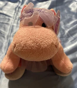 Russ Berrie DANCING DARLY 8” Seated Pink Hippo Hippopotamus Plush Tutu Bow NWT - Picture 1 of 4