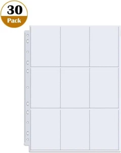 Trading Card Pocket Pages 30 pcs, 9 Pockets Both Sides, 540 Slots, TCG CCG MTG - Picture 1 of 6