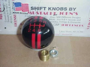Rally Stripe 6 speed, Gear Shift Knob, W/ Red stripes MADE in USA - Picture 1 of 1