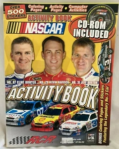 NASCAR ACTIVITY BOOK w/ CD ROM * BOWYER HARVICK BURTON * 500 Stickers 200 pages - Imagen 1 de 2