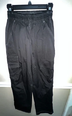 mens chefs black pants size S small pockets elastic waistband unisex - Image 1 of 4