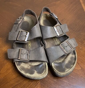 Birkenstock Damen Milano Stone Brown Birkibuc Fersenriemen Sandalen Größe 37 - Bild 1 von 9