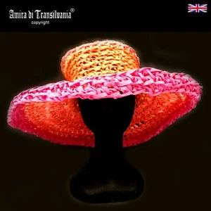 woman hat fashion straw wide brim wedding fascinator royal ascot party headpiece - Picture 1 of 24