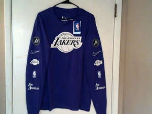 NEW NIKE LA LAKERS "City Edition LS Tee" MEN'S PURPLE T-SHIRT LARGE DV6040-504 - Picture 1 of 7