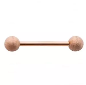 Barbell Tongue Nipple Ring 14 Gauge 5/8" Sandblasted 5mm Balls Rose GoldIPSETof2 - Picture 1 of 3