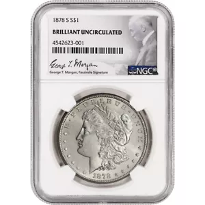 1878 S US Morgan Silver Dollar $1 - NGC Brilliant Uncirculated - Picture 1 of 4