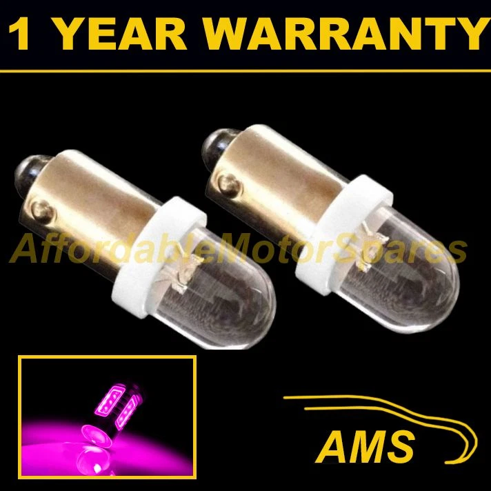 2X BAX9s H6W 434 XENON PINK DOME LED SIDELIGHT SIDE LIGHT BULBS HID SL100301 - Image 1 of 1