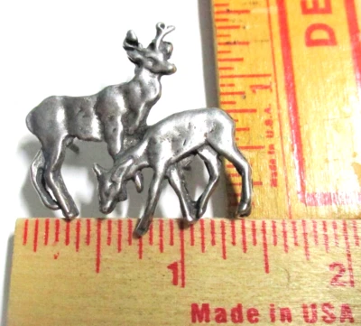 Deer pin vintage collectible old Buck Doe animal hunting hunter venison pinback - Image 1 of 3