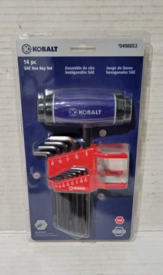 New !! Kobalt Tool Hex Key Wrench 14 pc Set Allen SAE 0498853 - Image 1 of 2
