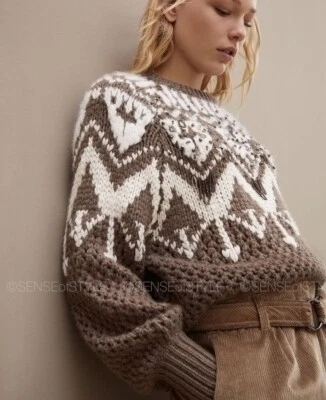 Suéter Brunello Cucinelli Cachemira Tejido Cristales Marrón Pullover Top M Foto 1 de 4