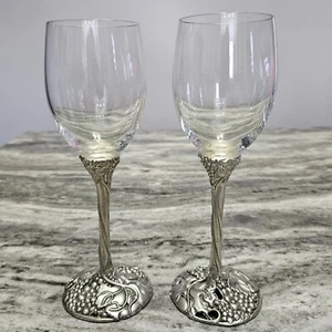 2ct Pewter Wine Glasses Grapevine B. Chaudron Val David Etain Zinn Pewter Canada - Picture 1 of 18