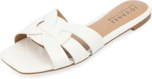 Journee Women's Flat Open Square Toe Arrina Slide Sandal Comfortable Dressy 8 US - Picture 1 of 7