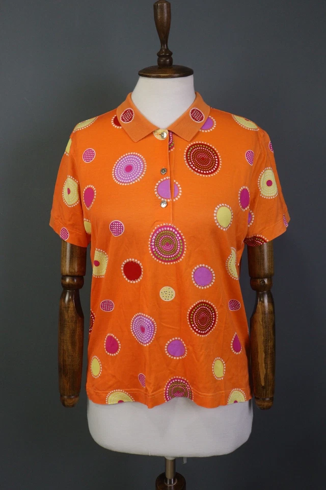 Pierre Balmain Paris Orange Polka Dot Short Sleeve Top Shirt Size 42 - Image 1 of 4