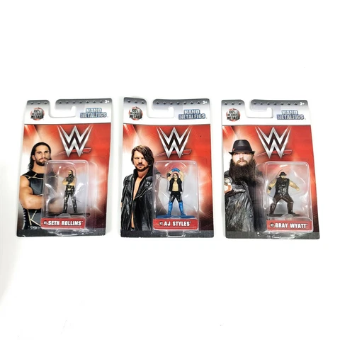 Lot Of 3 Jada Nano Metalfigs WWE Die-Cast Metal Figures 2" Rollins Aj Wyatt Cover