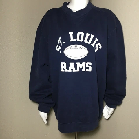 NFL St. Louis Rams, LA Rams Men's Pullover Sweater Long Sleeve Navy Large Cover