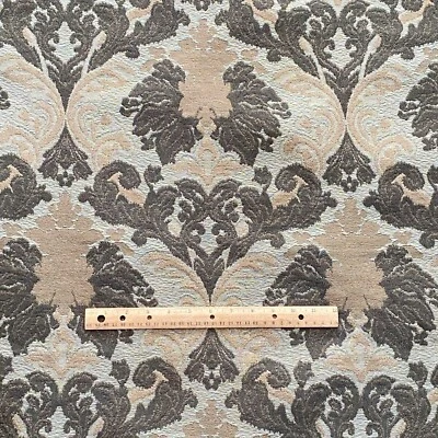 Tela decorativa de tapicería floreciente medallón marrón topo 34x56 Foto 1 de 4