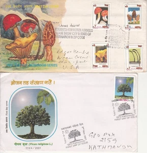 Nepal FDCs 1978-20 MUSHROOMS PLANTS HERBS 3 DIFFERENT WITH ADDRESS WRITTEN USE - Picture 1 of 4