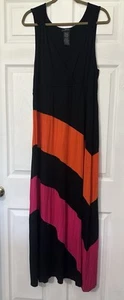 Spence Damen Maxi Sommerkleid bodenlang schwarz pink orange Tank XL - Bild 1 von 3