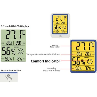 Indoor Digital Thermometer with Hygrometer for Temperature and Humidity - Image 1 of 4