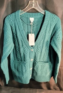 Neu mit Etikett A New Day dunkel türkis grün Strickjacke Pullover Gr. XS Glitzerknöpfe - Bild 1 von 10