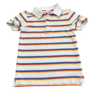 Janie and Jack Polo Shirt Boys Size 6 White Multicolor Short Sleeve Stripe - Picture 1 of 8