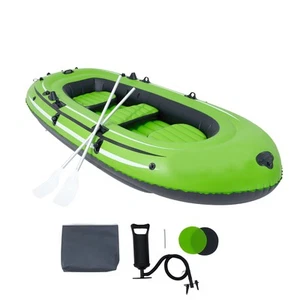 3-5 Person Inflatable Rafting and Fishing Boat Set with Oars Floating Boat Kayak - Picture 1 of 12