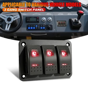3 Gang Toggle Rocker Switch Panel LED 12V-24V Car Boat Marine RV Truck UTV SUV - Picture 1 of 9