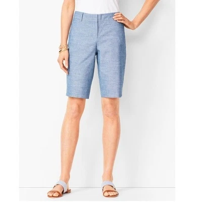 NWT Talbots Perfect Short High Rise Chambray 100% Cotton Bermuda Boho Coastal 12 - Image 1 of 4