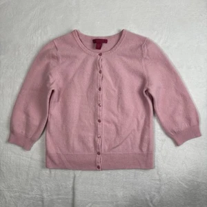 Cashmere Cache 100% 2-Ply Cashmere Pink Cardigan Sweater Girls Youth XL - Picture 1 of 10