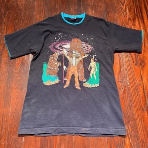 VTG Native American Shirt Men L Black Puff 3D MADE IN USA Fruit Loom Animals - Picture 1 of 12