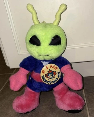 1997 Nanco Martian Alien Plush Green Purple Pink Stuffed Toy 10 inch Blue jays - Image 1 of 2