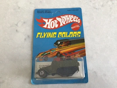 Hot Wheels Flying Colors 1975 pistola cubo línea roja en tarjeta original stock antiguo de la tienda Foto 1 de 4