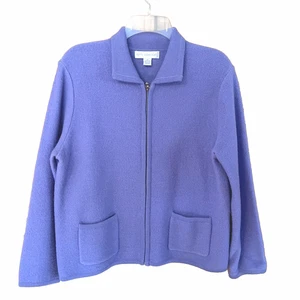VTG Petite Sophisticate Boiled Wool Jacket Women's M Full Zip Pockets Lavender - Picture 1 of 9