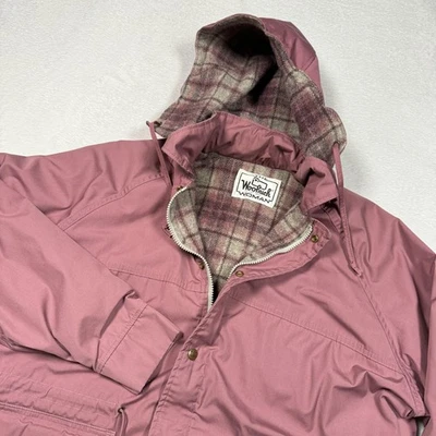 Chaqueta Woolrich Mujer Extra Grande Rosa Con Capucha Anorak Cuadros Forrados Bolsillos SIN ETIQUETA Foto 1 de 4
