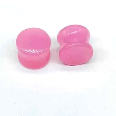 Par de plugues para piercing de orelha de pedra quartzo rosa handicarfted tamanho 8g - 54 mm - Imagem 1 de 4