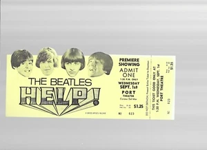THE BEATLES UNUSED FULL TICKET TO HELP-INDIVIDUALLY NUMBERED - Picture 1 of 2