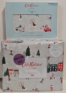 Cath Kidston Queen Sheet Set + 2 Bonus Standard Pillowcases Snow Day Winter Xmas - Picture 1 of 7
