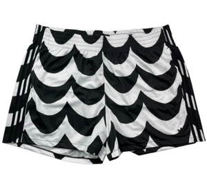 Adidas Marimekko Womens Plus 3X Primegreen Black & White High-Rise Shorts NEW - Picture 1 of 24