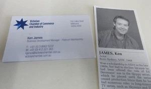 Ken James - Tarjeta de visita y biografía - Actor australiano - Skippy, Skyways & The Box - Imagen 1 de 7