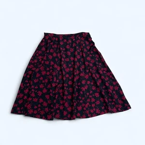 Gonna floreale LESLIE FAY Petite rossa e nera taglia UK 16 US 12 sotto il ginocchio boho - Foto 1 di 7