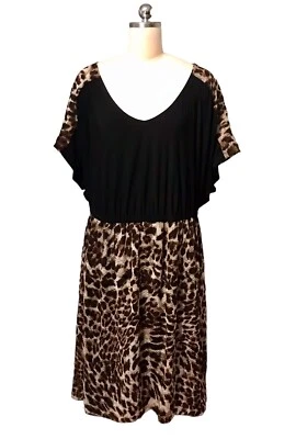 Vestido Igigi Estampado Leopardo Nuevo con Etiquetas Línea A Elastizado Manga Corta Para Mujer Talla Grande 22/24 Foto 1 de 4