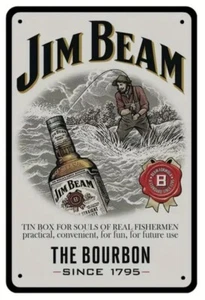 JIM BEAM KENTUCKY STRAIGHT BOURBON WHISKEY TIN METAL SIGN 8"X12" - Picture 1 of 1