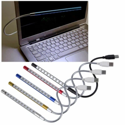10 LED USB Keyboard Light night Flexible Lamp for Reading Notebook Laptop Plug - Image 1 of 4
