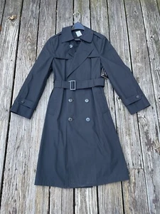 Vtg Sterlingwear of Boston Trench Coat Black Classic Removable Lined Size 34L - Picture 1 of 13