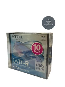CONFEZIONE DA 10 DVD + R TDK SLIM - 16x - 4.7gb - Foto 1 di 2