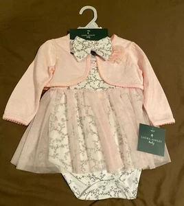 Laura Ashley Baby 3 piece Set Tutu Bodysuit, Shrug and Headband for 18 months - Picture 1 of 3